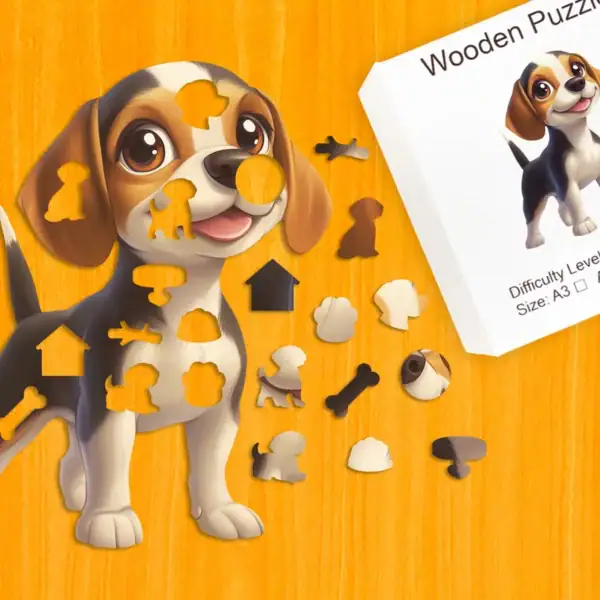 Hravé šteniatko – Drevené puzzle 1