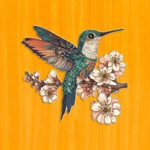 Kolibrík počas kvitnutia – Drevené puzzle 2