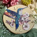 Kolibrík počas kvitnutia – Drevené puzzle 4