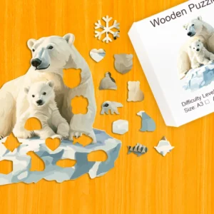 Milujúca rodina polárnych medveďov – Drevené puzzle 1