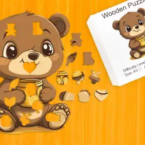 Nenasýtny medvedík – Drevené puzzle 1