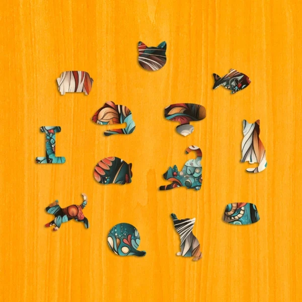 Pestrofarebná mačka – Drevené puzzle 3