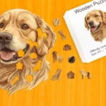 Priateľský zlatý retriever – Drevené puzzle 1
