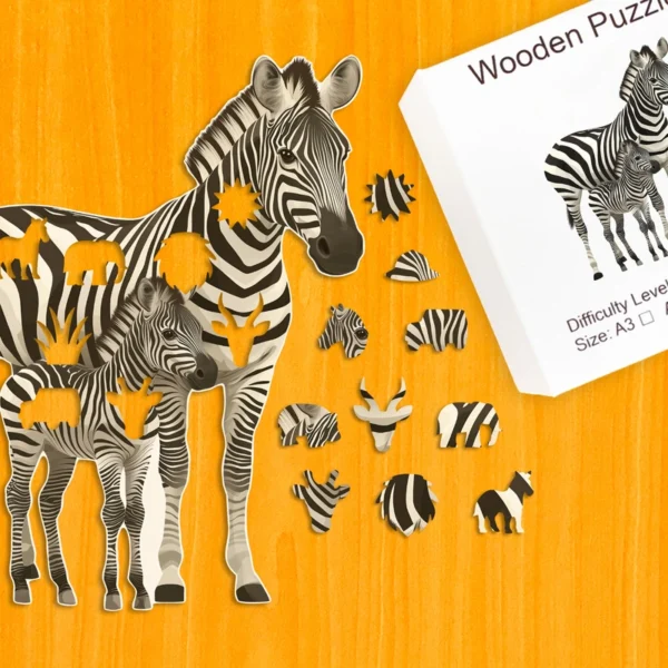 Putujúca rodina zebier – Drevené puzzle 1