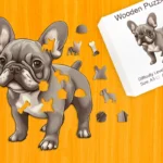 Šibalský francúzsky buldog – Drevené puzzle 1
