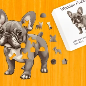 Šibalský francúzsky buldog – Drevené puzzle 1