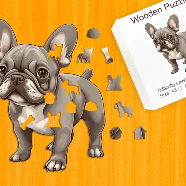 Šibalský francúzsky buldog – Drevené puzzle 1