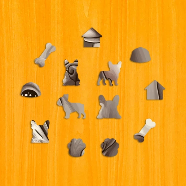 Šibalský francúzsky buldog – Drevené puzzle 3