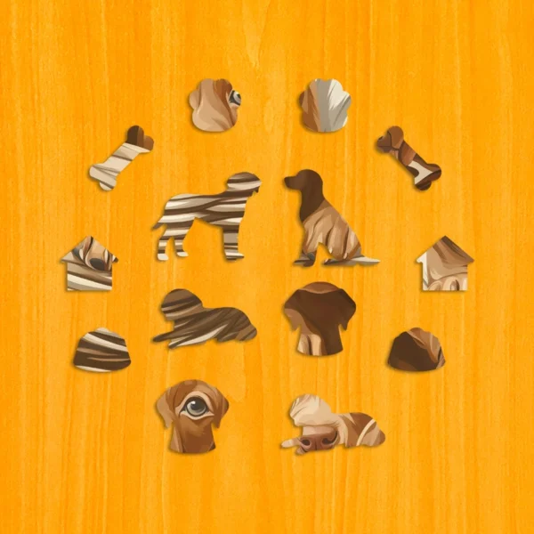 Zvedavé šteniatka – Drevené puzzle 3