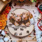 Zvedavé šteniatka – Drevené puzzle 4