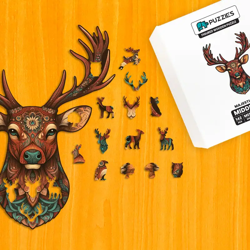 Impozantný jeleň – Drevené puzzle 1