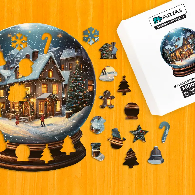 Magická snehová guľa – Drevené puzzle 1