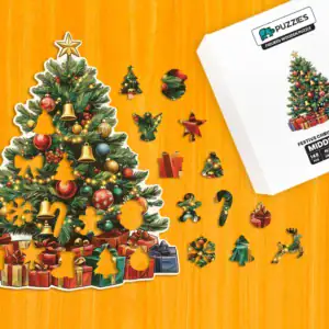 Ozdobený vianočný strom – Drevené puzzle 1
