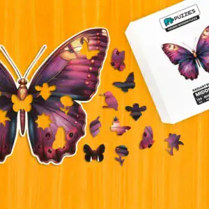 Pestrofarebný motýľ – Drevené puzzle 1