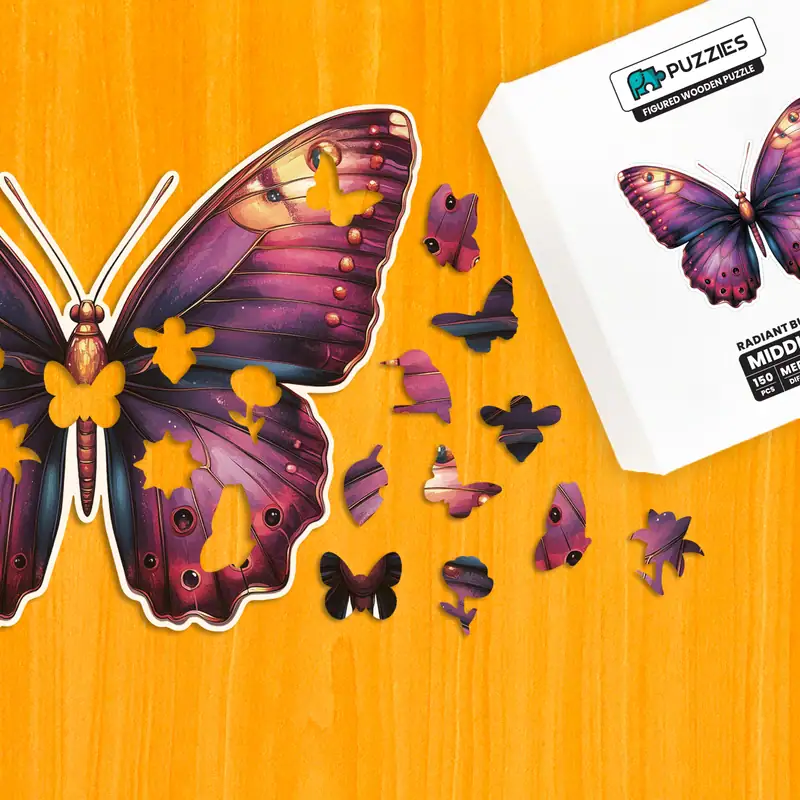 Pestrofarebný motýľ – Drevené puzzle 1