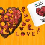 Romantické kvetinové srdce – Drevené puzzle 1