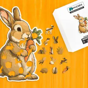 Roztomilý zajačik – Drevené puzzle 1