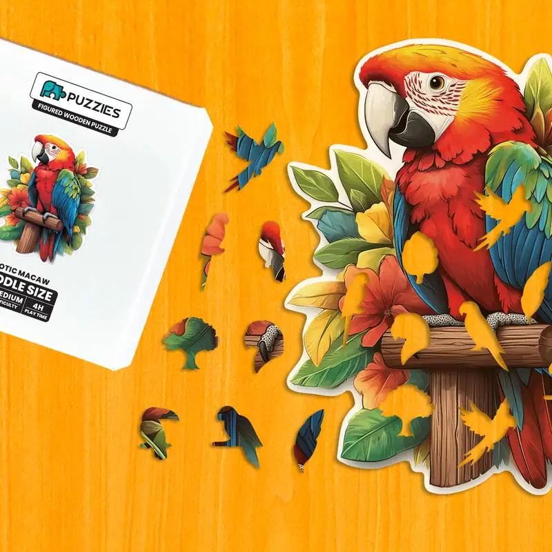 Tropický papagáj – Drevené puzzle 1