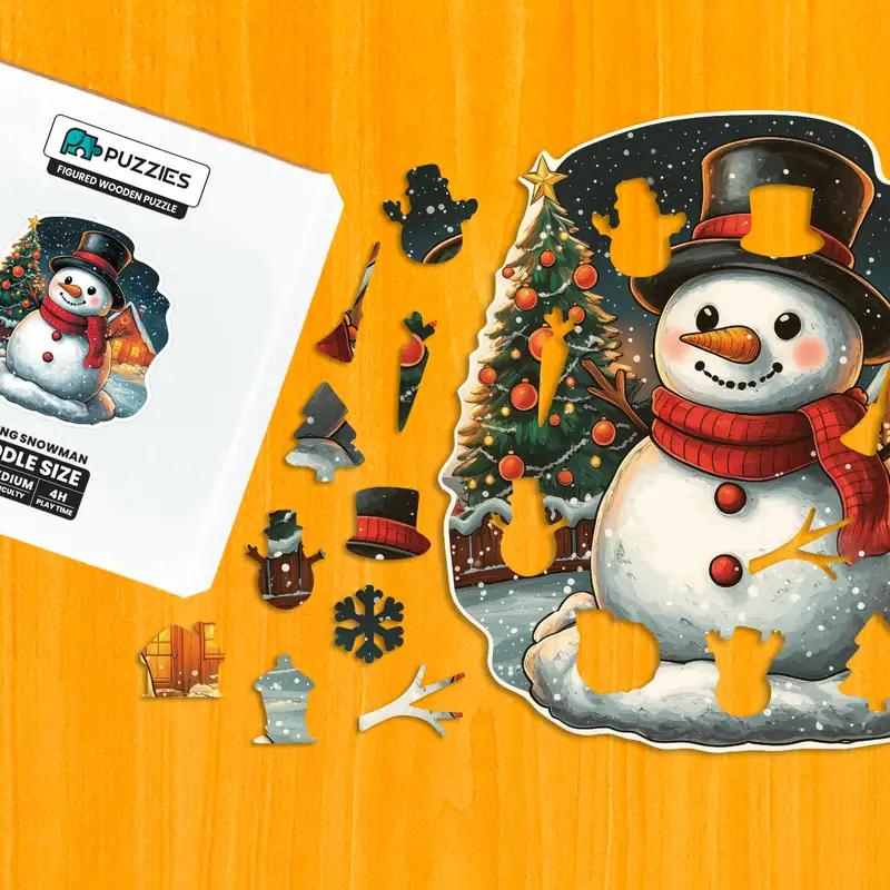 Usmievavý snehuliak – Drevené puzzle 1